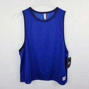 Women's Under Armour Blue Playback Retro Mesh Tank Top NWT size Large
